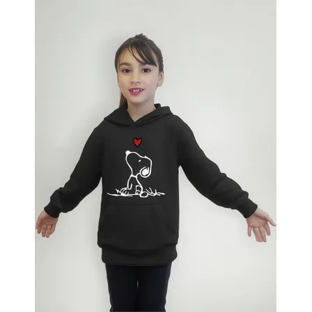 Poleron Canguro Con Capucha Diseño Silueta Snoopy Cod 001 Dtf - Senshi