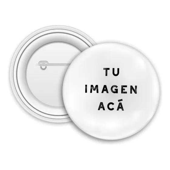Pin Botón Con Prendedor Personalizado 44mm Pack X10u. Gde