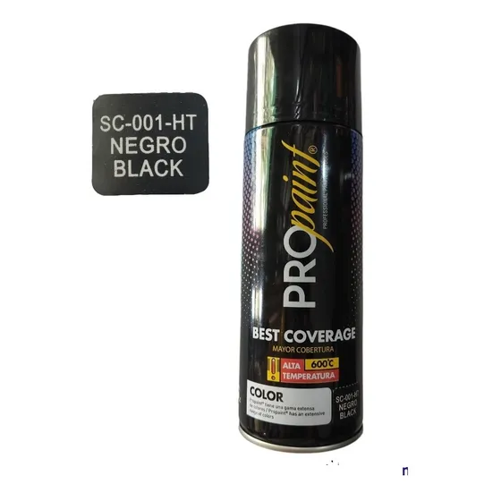 Pintura En Spray Alta Temperatura Negro Mate 400 Ml Propaint