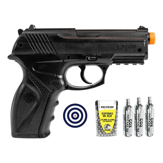 Pistola Pressão C11 / R11 Calibre 6mm Co2 Preto Airsoft Airgun Rossi Wingun