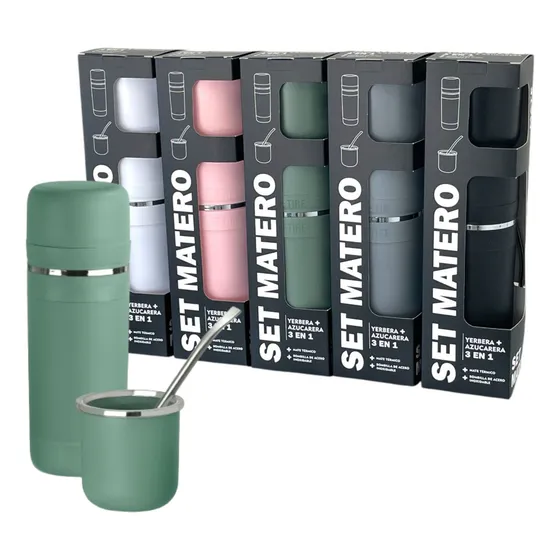Combo Set Yerbera Azucarera + Mate+bombilla+ Extractor Yerba