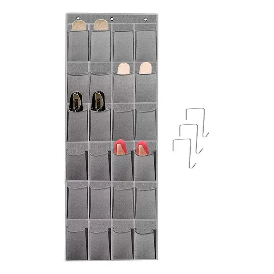 Organizador Zapatos Zapatero Colgante Puerta Closet 24 Pares Color Gris