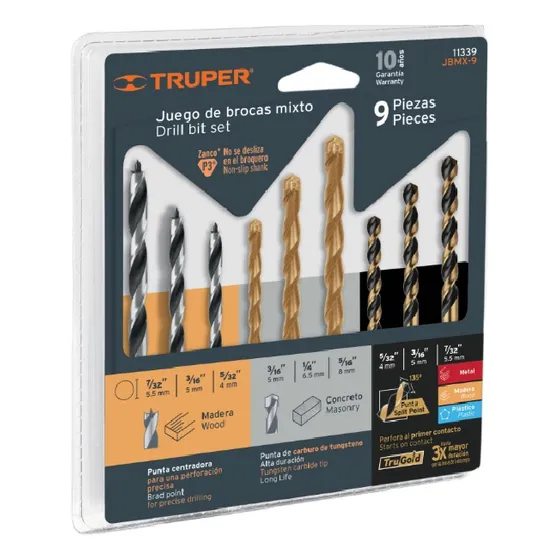 Juego 9 Mechas Metal Madera Concreto Truper Profesional