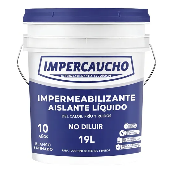 Impermeabilizante Aislante Frio, Calor Y Ruidos Impercaucho Acabado Satinado Color Blanco