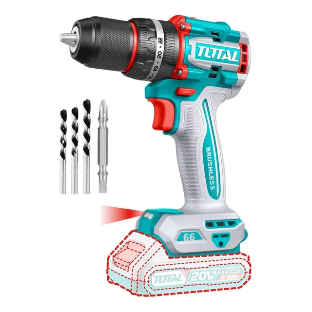 Taladro Inalambrico Percutor 20v 66nm Total Sin Bateria