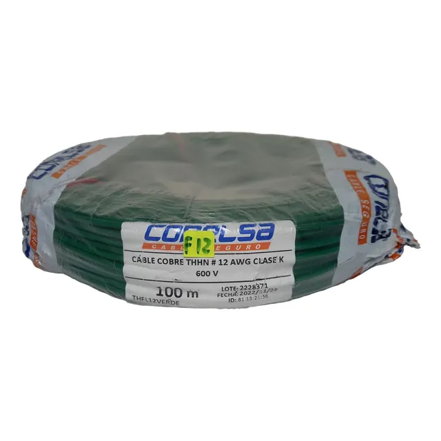 Cable Eléctrico Flexible 12 Awg Thhn Clase K