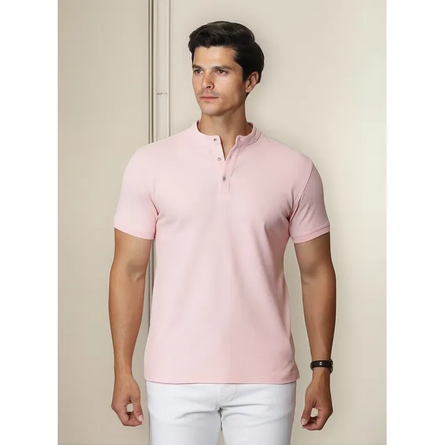 Playeras Polo Hombre Casual Moda Azul Cuello Mao A90101