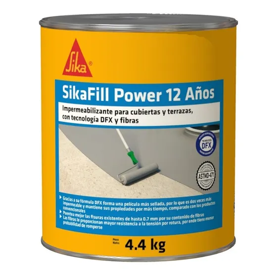 Sikafill 12 Power Impermeabilizante Cubiertas Fibras 4.4kg