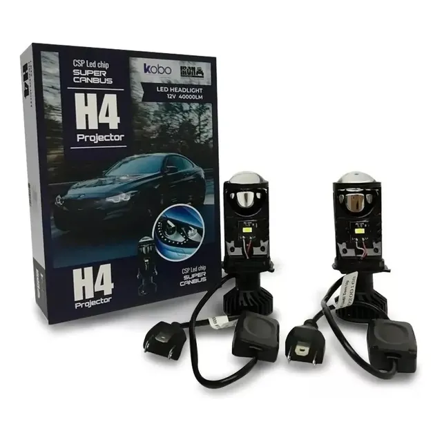 Kit Proyector Con Lupa Kb1 H4 Super Canbus Csp Cree Led