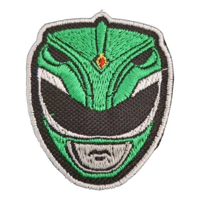 Parche Termoadhesivo Power Rangers Casco Cara Ranger Verde Verde Bordado