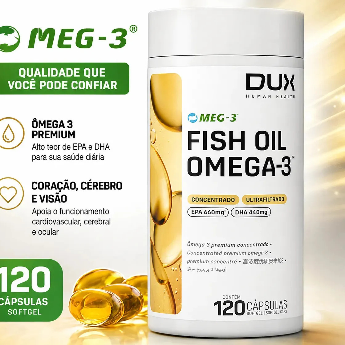 DUX HUMAN HEALTH Fish Oil Ômega-3 EPA DHA 120 Cápsulas DUX HUMAN HEALTH Fish Oil Ômega-3 EPA DHA 120 Cápsulas