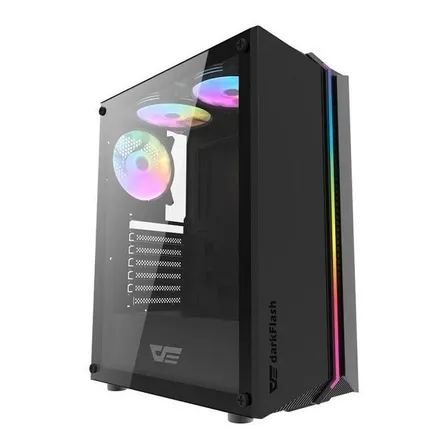 Gabinete Aigo Darkflash DK151-BK Negro Rgb Mid-Tower Gamer con 3 ventiladores