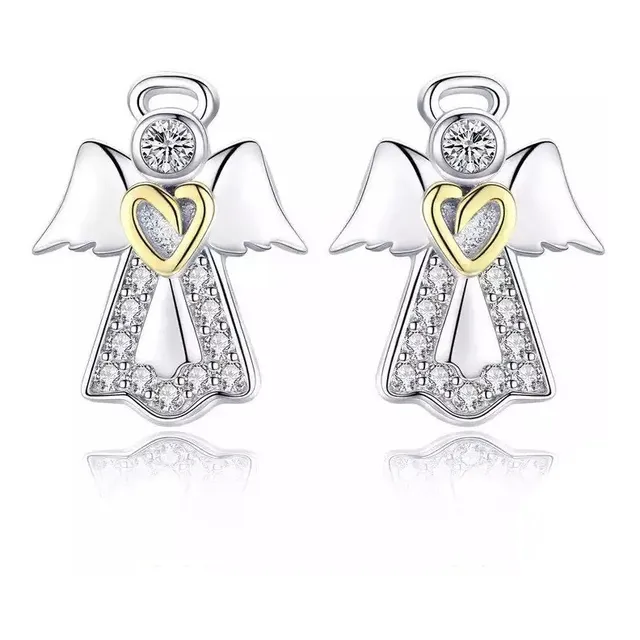 Aretes Pendientes Ángel De La Guarda En Plata 925