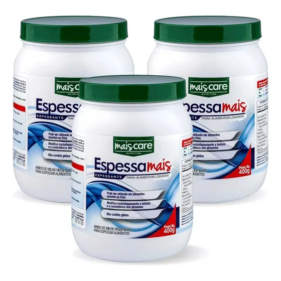 Kit 3 Uni Espessante Alimentar Em Pó Mais Care Fácil De Usar Sabor Sem sabor