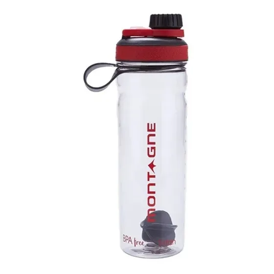 Botella Deportiva Hidratacion Montagne Rosca 980ml Mezclador Color Negro/rojo