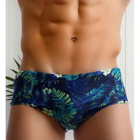 Traje Baño Hombre Diseño Estampado Hojas