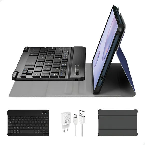Tablet C/ Slot De Chip E Cartão De Memória + Teclado E Capa