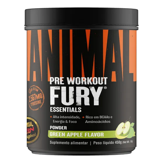 Suplemento em Pó Pré Treino Animal Fury Pre-workout 450g Universal Nutrition Maçã verde