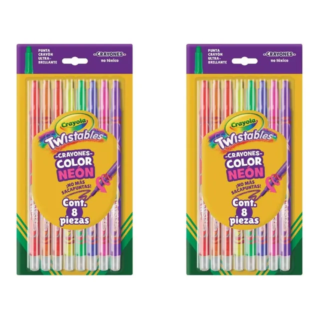 2 Pack De 8 Crayones Twistables Extremos Neon Crayola
