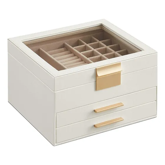 Caja De Joyería Con 3 Capas Y 2 Cajones, 20x23x13 Cm