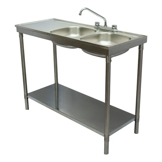 Fregadero Doble Tarja Derecha Acero Inoxidable 120x50x85 Cm