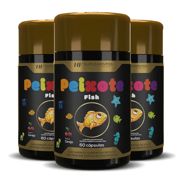 3x Omega 3 Kids Bom Desenvolvimento Infantil Sabor Cereja