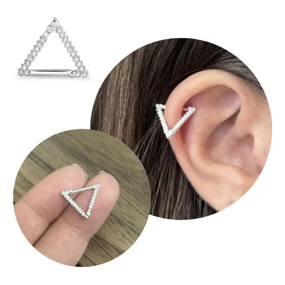 Piercing Argola Triangulo Click Helix Daith Loob Prata 925