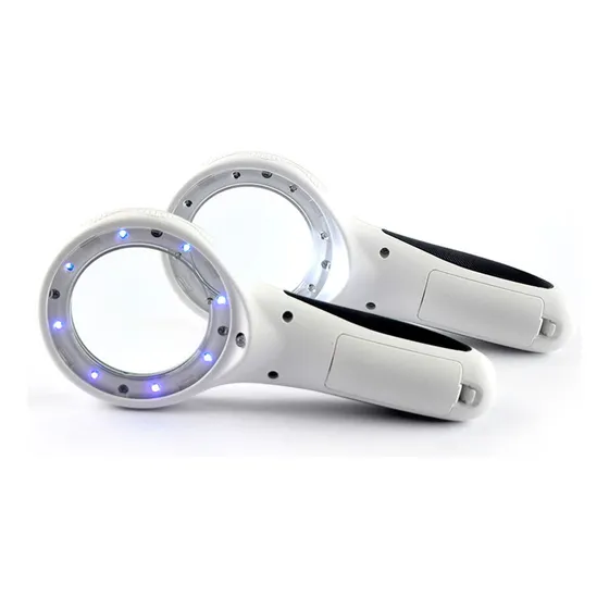 Mini Lupa De Mão 8 Led Uv + 1 Branco Estek 60mm Lâmpada Wood