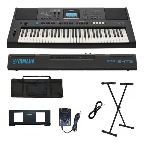 Teclado Musical Yamaha Psr-e473 61 Teclas Suporte Capa P10