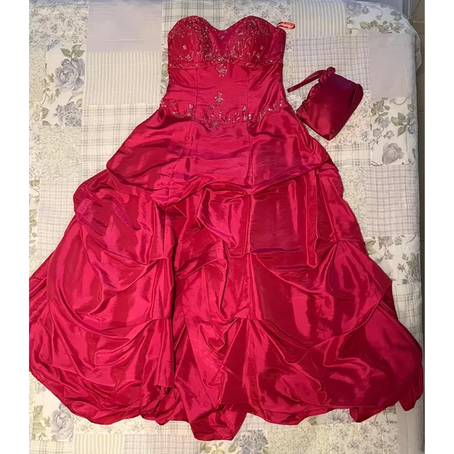 Traje Largo Con Cartera De Accesorio, Color Fucsia