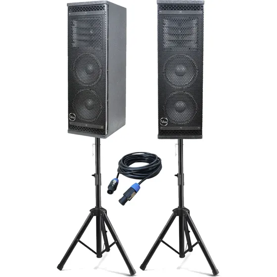 Par Line Array L6 Leacs 850w Ativa + Passiva + Tripés + Cabo