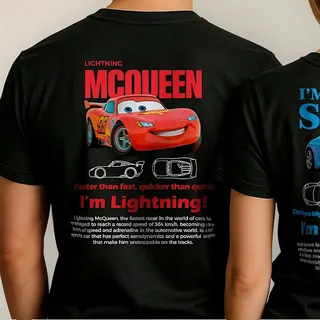 Kit 2 Camisetas Casal Mcqueen Sally Namorados Carros Algodão