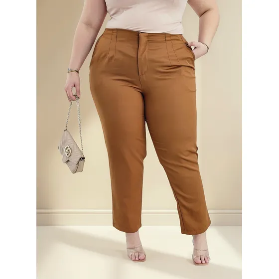 Moda Plus Size Calça Social Plus Size Cintura Alta Emilia
