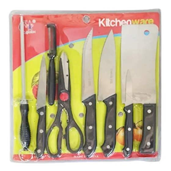 Juego De Cuchillos 8 Piezas Hacha Tijera Afilador