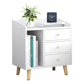 Buro Kiev Ynum Mdn Buró Recamara Con 3 Cajones De Mdf - 62.5cm X 42.5cm X 30cm - Blanco Mesilla De Noche X 3