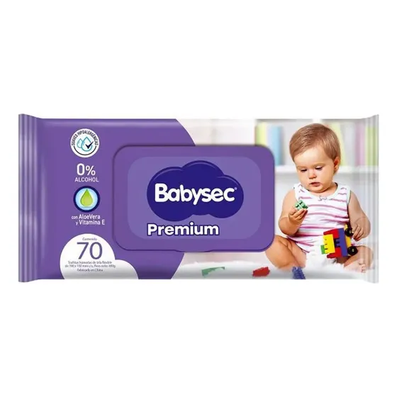 Toallitas Húmedas Babysec Premium Paquete 70 Toallitas C/u