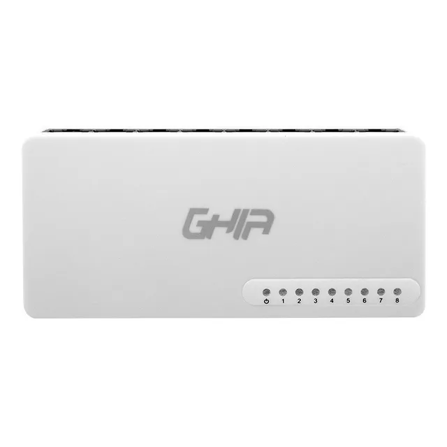 Conmutador Ghia 10-100mbps Switch No Administrable 8 Puertos Color Blanco Modelo GNW-S2