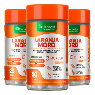 Kit 3x Laranja Moro Morosil Cromo Café Verde - Denavita Extrato De Laranja Moro - Denavita