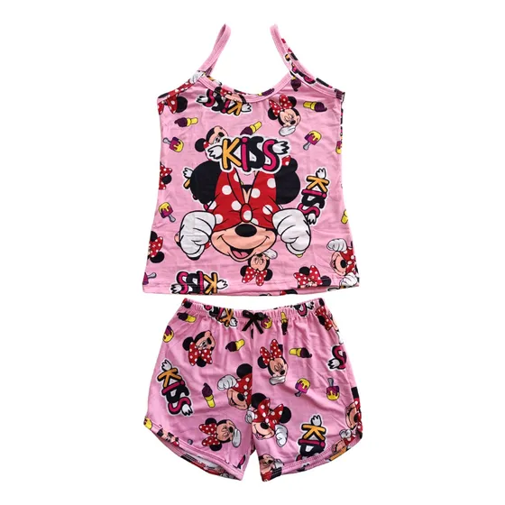 Pijama De Minnie Mimi Mouse Para Niña 2p Short Blusa Tirant