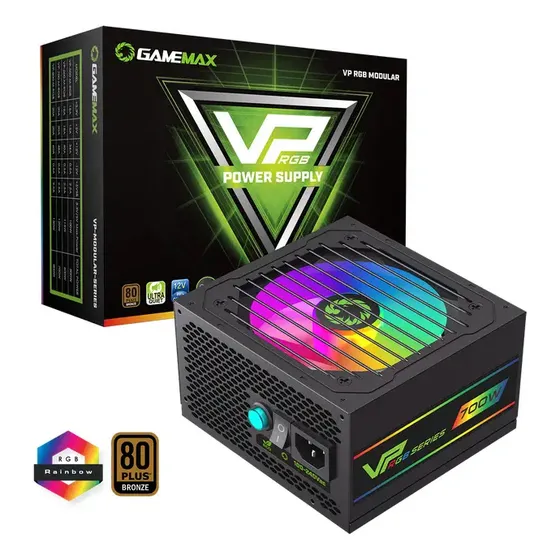 Fuente De Poder 700w Certificada Semimodular Gamemax Rgb 80+