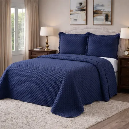 Kit Colcha Queen Bouti Cobre Leito Estampado 3 Peças Liso