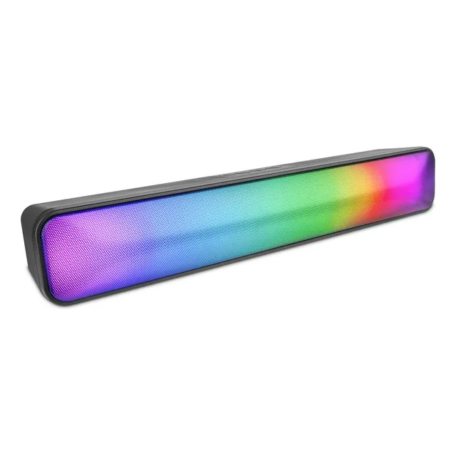 Barra De Sonido Rgb Getttech , Bluetooth 5.0, Jack 3.5 Mm, Usb 2.0, Lector De Tarjetas Tf, Con Microfono, 4 Botones, Para Laptop, Pc, Mac, Android, iPhone, Smartv, Automovil, Gus-msrbt-01
