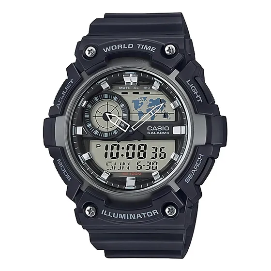 Reloj Casio Aeq-200w-1avcf World Time 10 Year Battery, Illum