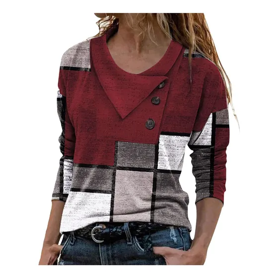 Camiseta Manga Larga Vuelo Para Mujer Cuello Cruzado Delgado