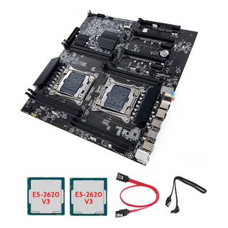 Placa Madre E-atx De Doble Socket X99 Con Cpu 2xe5-2620 V3+2 Placa Madre E-atx De Doble Socket X99 Con Cpu 2xe5-2620 V3+2