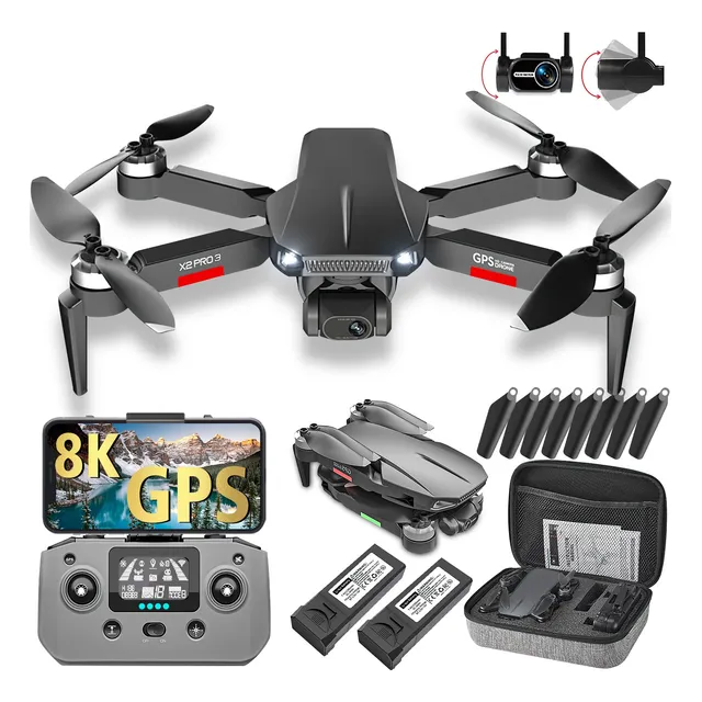 Drone Con Doble Cámara Profesional 8k Control Remoto Gps Hd