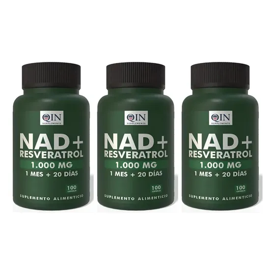 X3 Nad + Nicotinamide Resveratrol Premium 1000mg 300 Cápsulas Qin | Cuotas sin interés