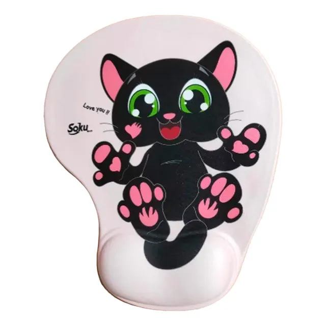 Soku Tapete Para Raton Gel Ergonomico Love Perro Gato Kawaii Color Hei Hei Kitty