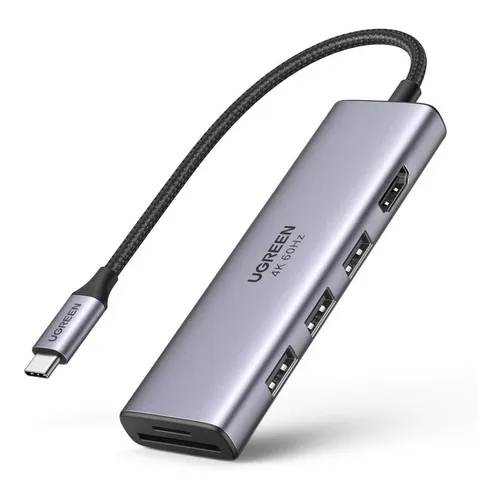 Hub 6 En 1 Adaptador Multifunción Usb-c Ugreen 60383 gris