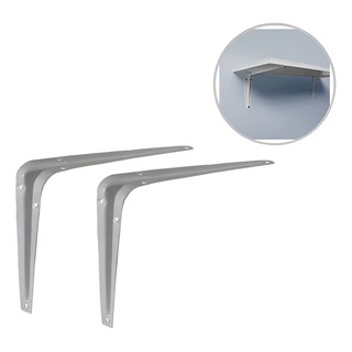 2 X Suporte Prateleira (cantoneira) - 20cm X 25cm - Cinza 2 X Suporte Prateleira (cantoneira) - 20cm X 25cm - Cinza
